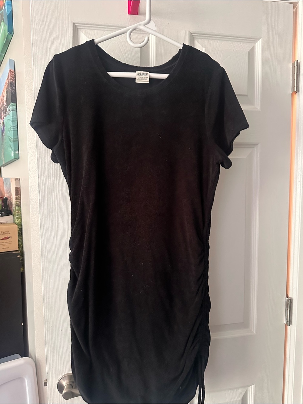 PINK Victoria's Secret Black Short Sleeve Ruched-Side Tunic